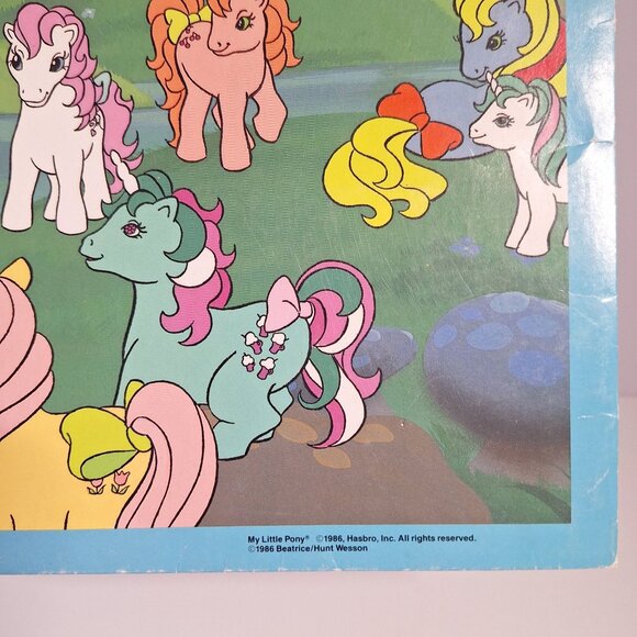 Vintage 1986 My Little Pony Pocket Blue Folder Rainbow & Ponies Hasbro Wesson - Picture 5 of 13